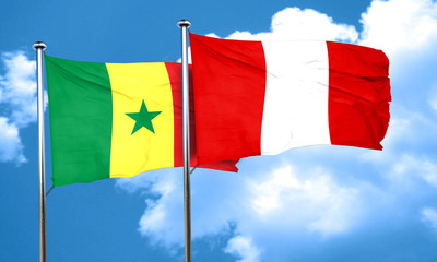 Senegal flag with Peru flag, 3D rendering