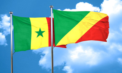 Senegal flag with congo flag, 3D rendering