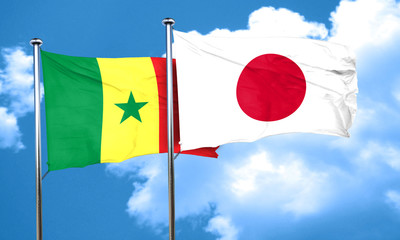 Senegal flag with Japan flag, 3D rendering