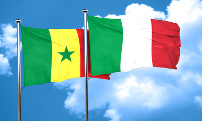 Senegal flag with Italy flag, 3D rendering