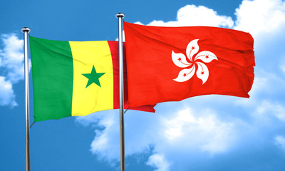 Senegal flag with Hong Kong flag, 3D rendering