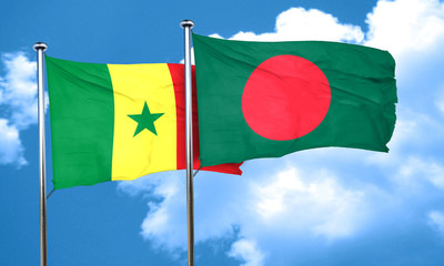 Senegal flag with Bangladesh flag, 3D rendering