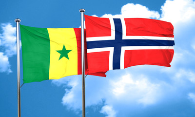 Senegal flag with Norway flag, 3D rendering