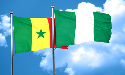 Senegal flag with Nigeria flag, 3D rendering