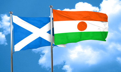 scotland flag with Niger flag, 3D rendering