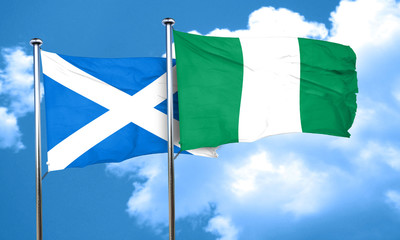 scotland flag with Nigeria flag, 3D rendering