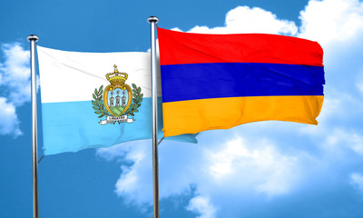 san marino flag with Armenia flag, 3D rendering