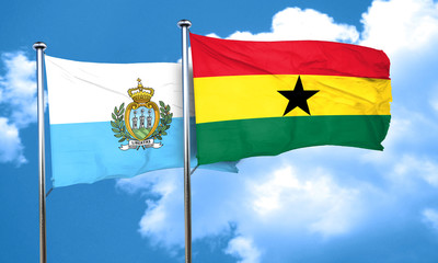 san marino flag with Ghana flag, 3D rendering