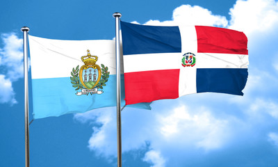 san marino flag with Dominican Republic flag, 3D rendering