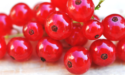 Red Currant Berries On Wood Table