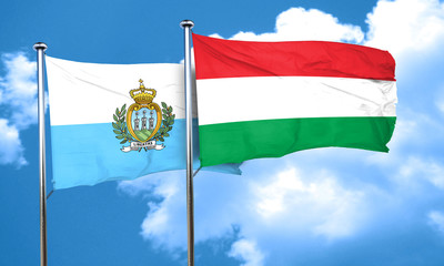 san marino flag with Hungary flag, 3D rendering