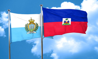san marino flag with Haiti flag, 3D rendering