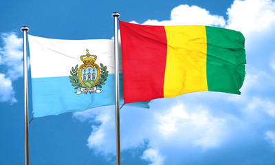 san marino flag with Guinea flag, 3D rendering