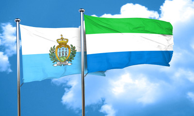 san marino flag with Sierra Leone flag, 3D rendering