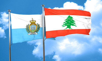 san marino flag with Lebanon flag, 3D rendering