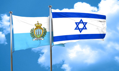 san marino flag with Israel flag, 3D rendering