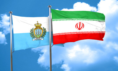 san marino flag with Iran flag, 3D rendering
