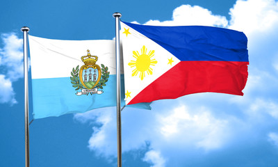 san marino flag with Philippines flag, 3D rendering