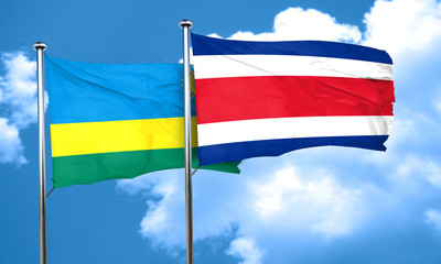 Rwanda flag with Costa Rica flag, 3D rendering