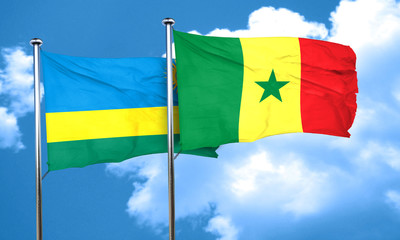 Rwanda flag with Senegal flag, 3D rendering