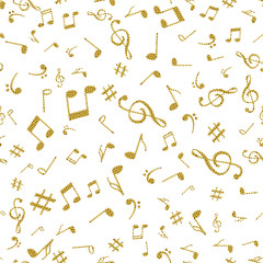 Abstract music golden notes seamless pattern background vector illustration for your design