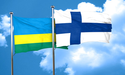 Rwanda flag with Finland flag, 3D rendering