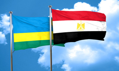 Rwanda flag with egypt flag, 3D rendering