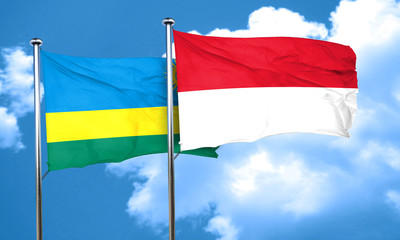 Rwanda flag with Indonesia flag, 3D rendering