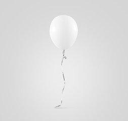 Blank white balloon mock up isolated. Clear white balloon art design mockup holding in hand. Clean pure baloon template. Logo, texture, pattern presentation plain aerostat design element.