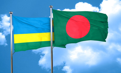 Rwanda flag with Bangladesh flag, 3D rendering