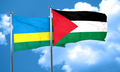 Rwanda flag with Palestine flag, 3D rendering