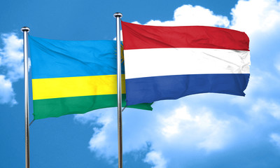 Rwanda flag with Netherlands flag, 3D rendering