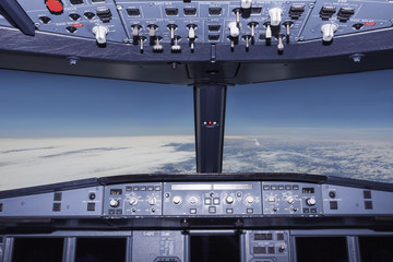 Interior of airplane cockpit