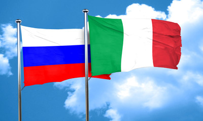 Russia flag with Italy flag, 3D rendering