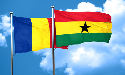 Romania flag with Ghana flag, 3D rendering