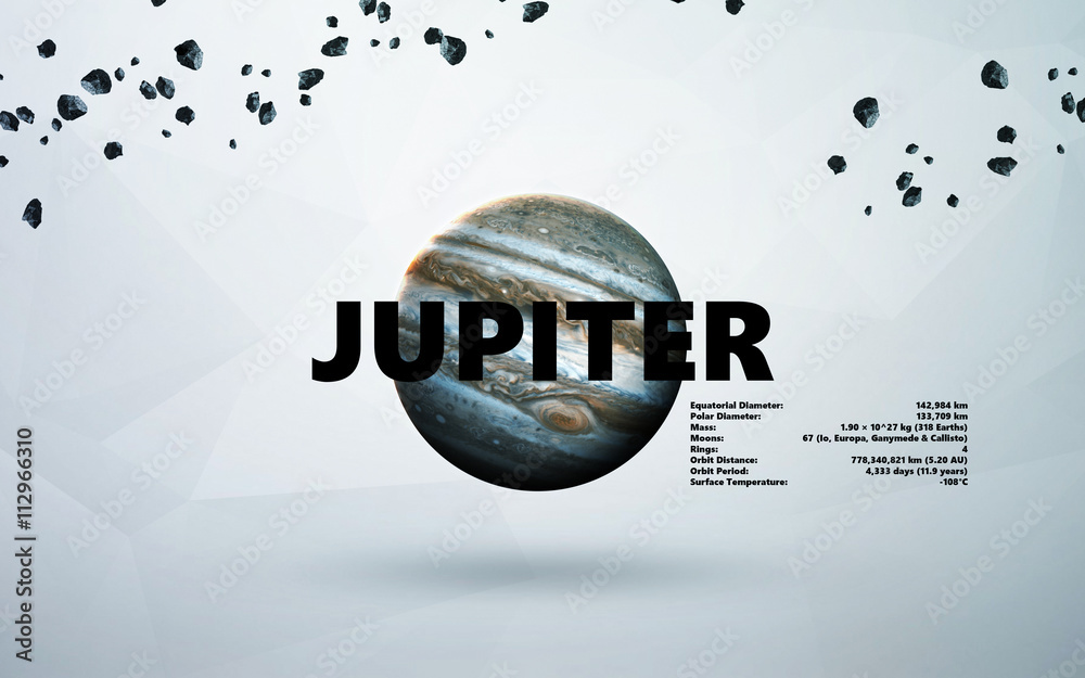 Wall mural jupiter. minimalistic style set of planets in the solar system. elements of this image furnished by 