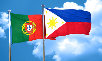 Portugal flag with Philippines flag, 3D rendering