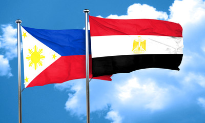 Philippines flag with egypt flag, 3D rendering