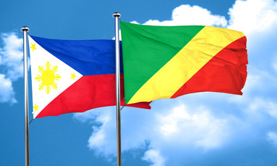 Philippines flag with congo flag, 3D rendering