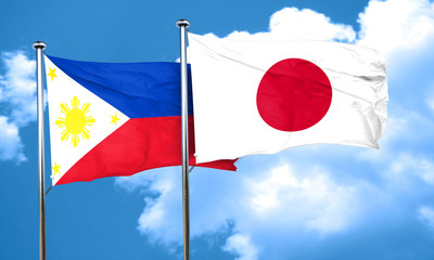 Philippines flag with Japan flag, 3D rendering