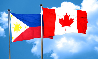 Philippines flag with Canada flag, 3D rendering