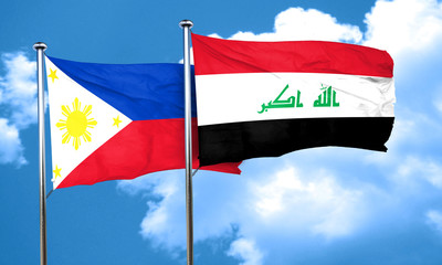 Philippines flag with Iraq flag, 3D rendering