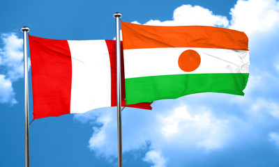 Peru flag with Niger flag, 3D rendering