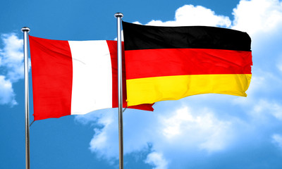 Peru flag with Germany flag, 3D rendering