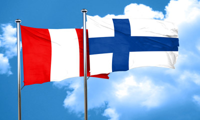 Peru flag with Finland flag, 3D rendering