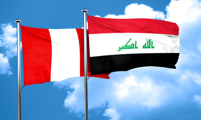 Peru flag with Iraq flag, 3D rendering