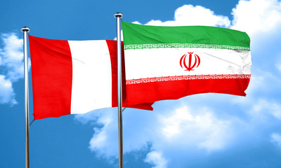 Peru flag with Iran flag, 3D rendering