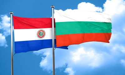 Paraguay flag with Bulgaria flag, 3D rendering