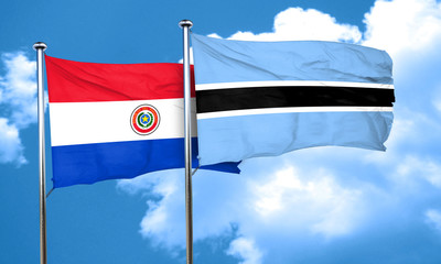 Paraguay flag with Botswana flag, 3D rendering