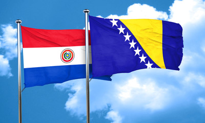 Paraguay flag with Bosnia and Herzegovina flag, 3D rendering